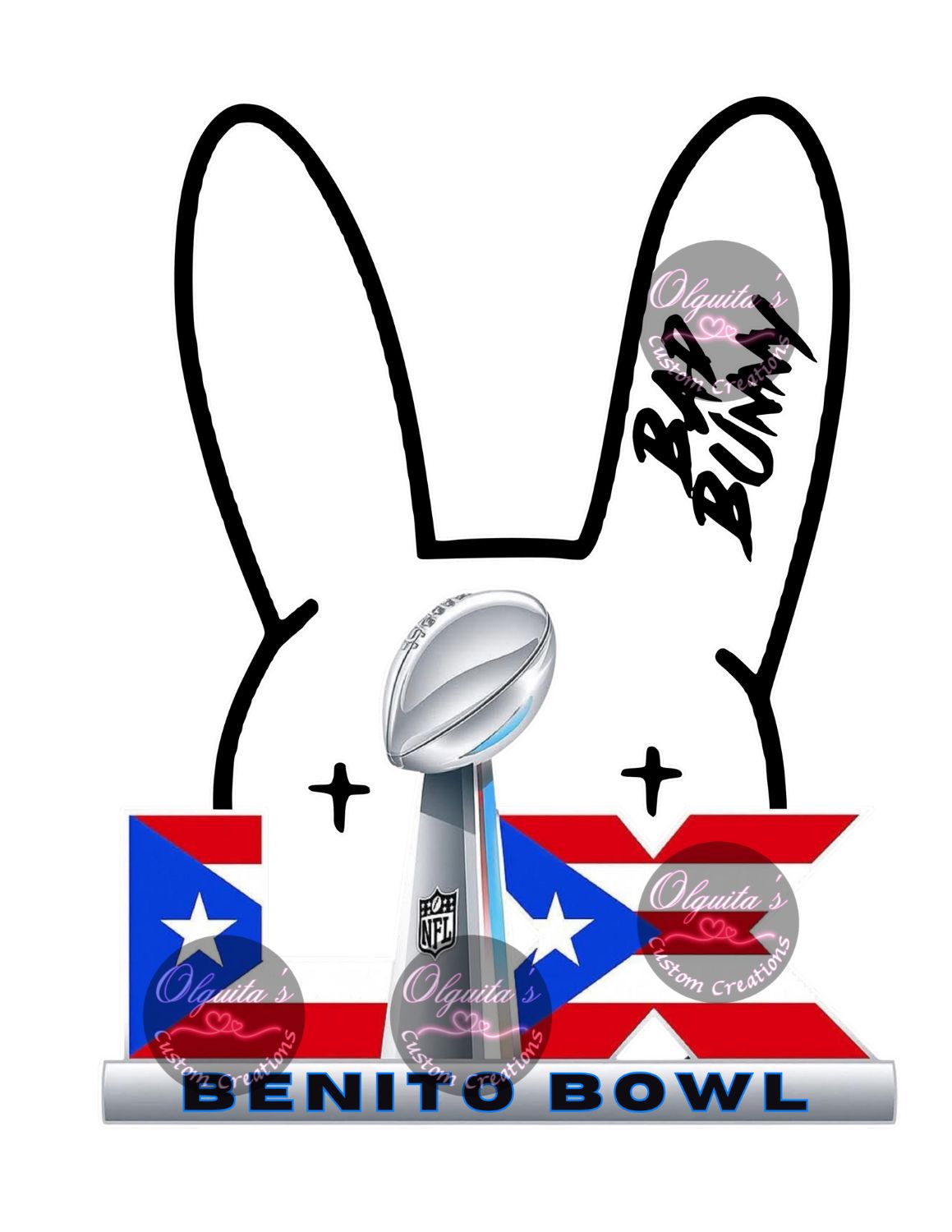 Bad Bunny Super Bowl png, Benito time
