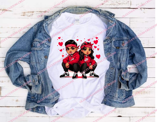 Chicano Valentine Chola Couple Png,  Chicana Valentine Design, Spanish Valentine, Cholo y Chola PNG