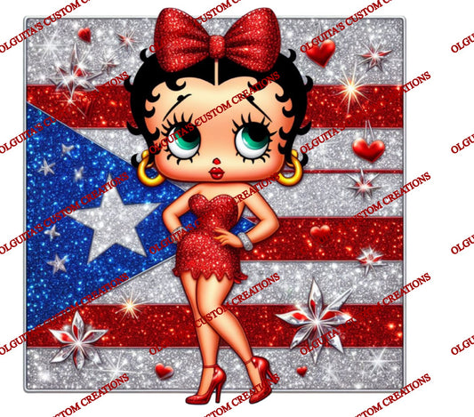 Betty Boop with Puerto Rico Flag , Betty Boop Boricua, Boricua Betty Boop Clipart