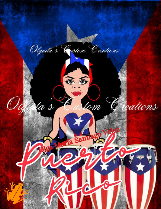 Boriuca Girl , Taina, Puerto Rican Girl Clipart, Bandera Boricua, Puerto Rican Flag, Puerto Rico, Puerto Rico Flag