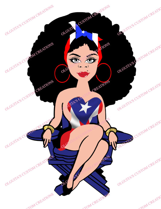 Boricua Taina Girl PNG, Boricua Girl Clipart, Puerto Rican Girl Clipart, Puerto Rico clipart